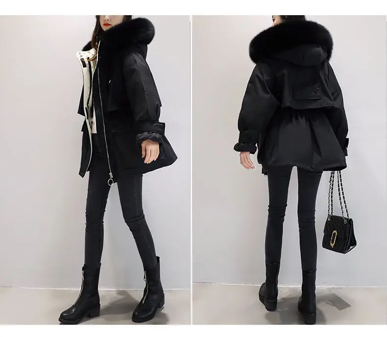 Winter New Women's Down Jacket Loose Commuter Hooded Hair Collar Windproof Down Jacket