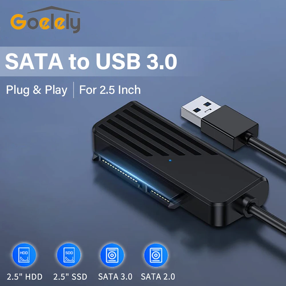 

Goelely USB SATA Adapter External USB 3.0 HDD SSD Adapter For 2.5 Inch Hard Drive UASP 5Gbps Fast Data Transmission Converter