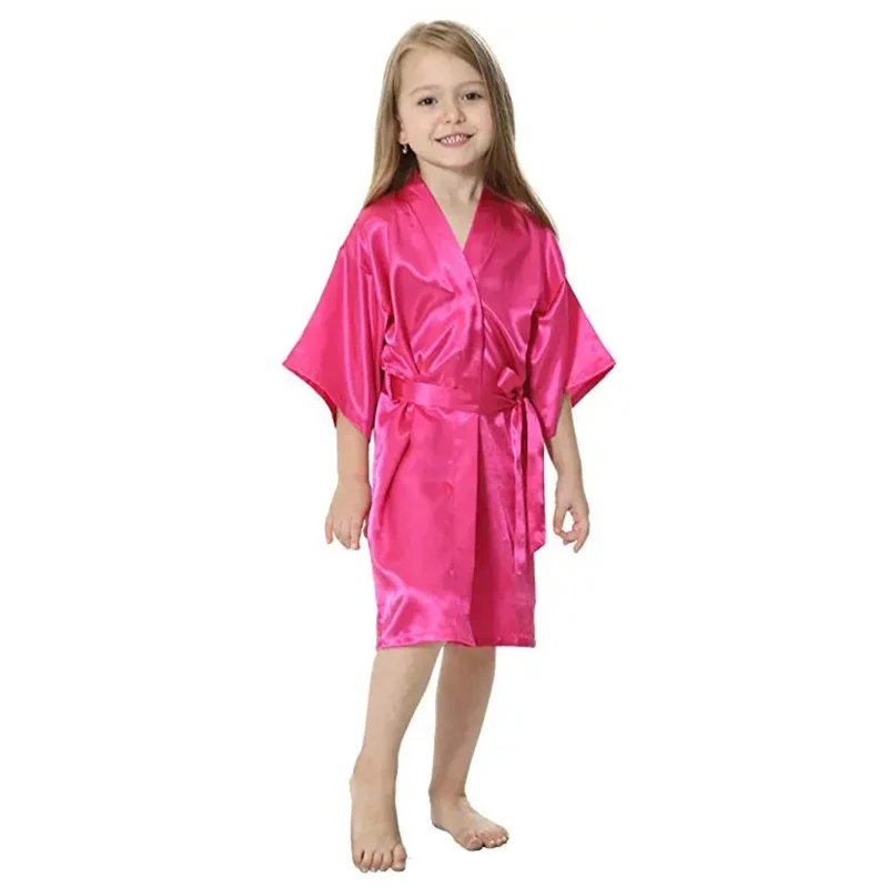 B16811 2017 Hot Sale Silk Kid Robe Kimono Robes Bridesmaid Dress Children Bathrobe Sleepwear Baby Clothes children\'s bathrobe