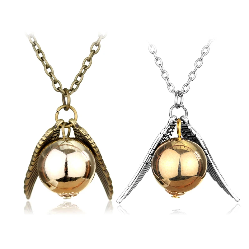 Collar de Metal con Diseño de Snitch Dorada, Joyería de Moda con Temática de Películas, Colgante para Hombres y Mujeres, Idea de Regalo Única
