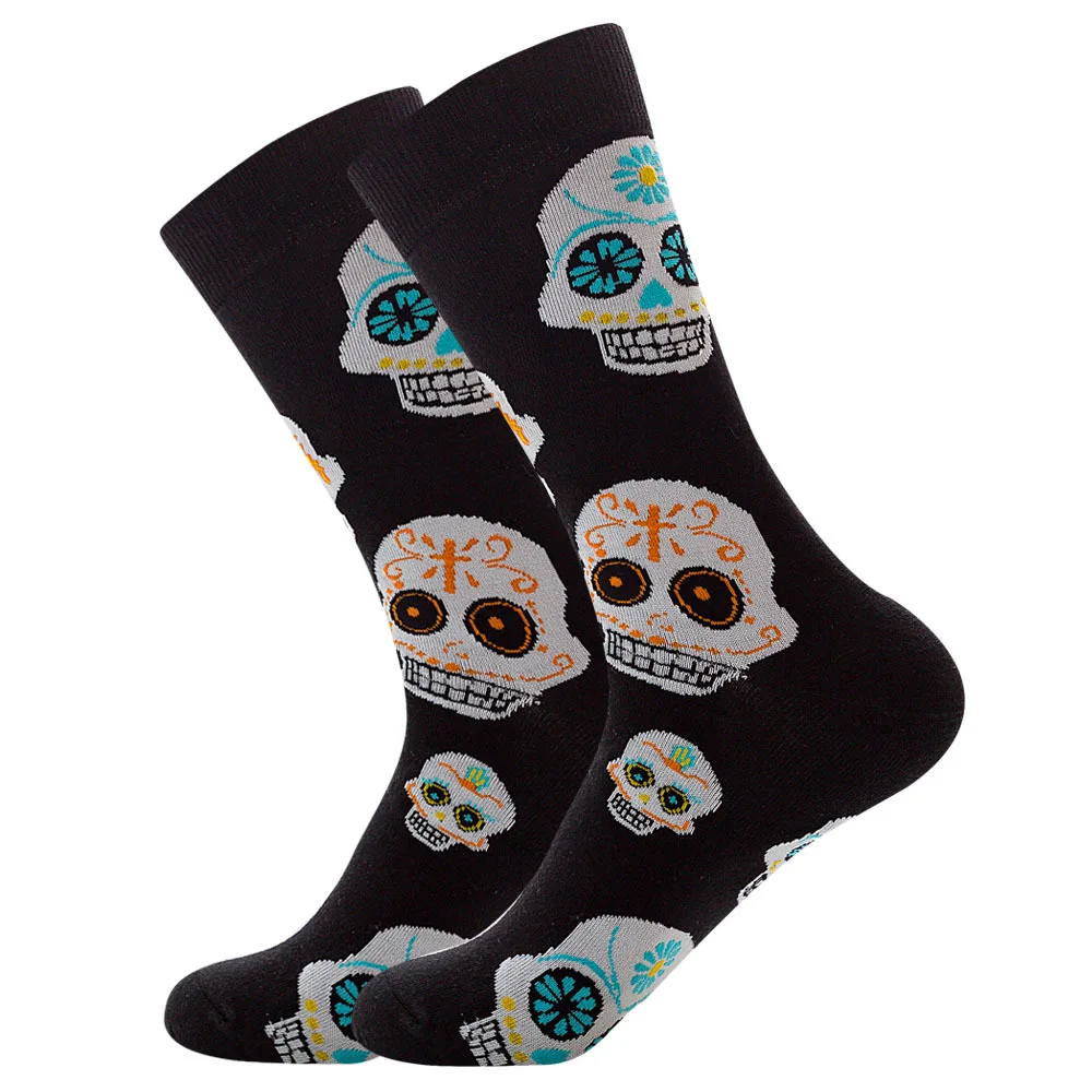 Men\'s Cartoon Socks Happy Unisex Crew Harajuku Mexican Skull Cactus Novelty For Women Kawaii Funny Spoof Cotton Socks