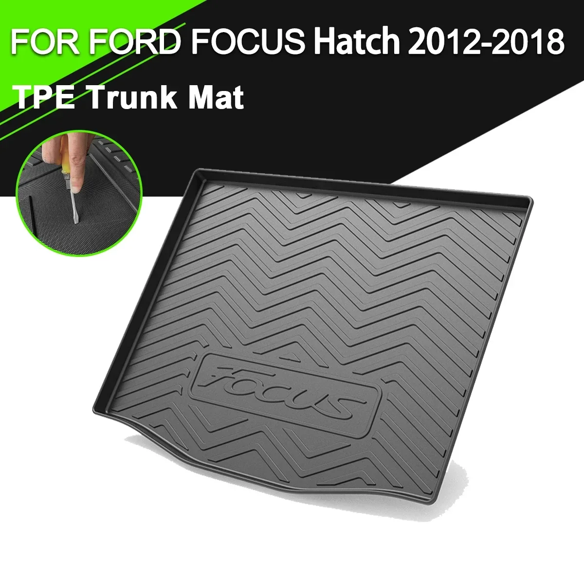 

Car Rear Trunk Cover Mat TPE Waterproof Non-Slip Rubber Cargo Liner Accessories For Ford Focus Hatchback 2012-2018