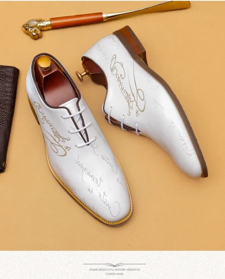 أحذية جلدية جديدة للرجال أحذية أكسفورد للأعمال من الجلد الطبيعي، نمط فستان الزفاف، مقاس كبير 46 #1