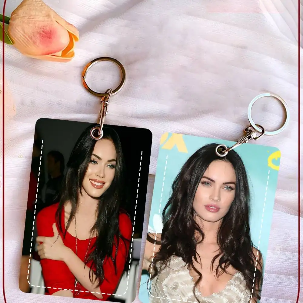 Jennifers Body Megan Fox Actor Premium Leather Card Holder Keychain Scratch-Resistant Case For Bus Cards