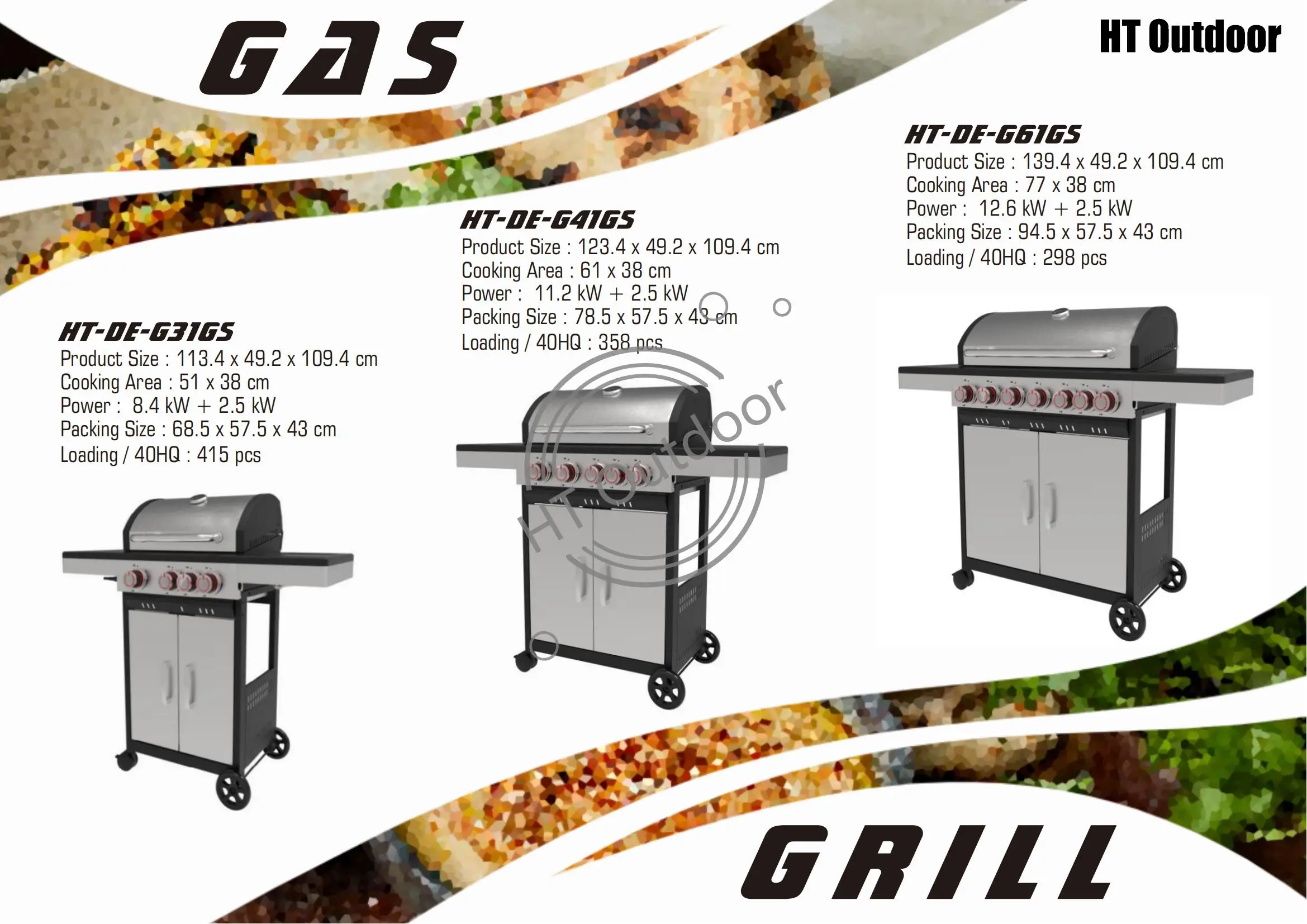 Modern 6-Burner Freestanding Black & Stainless Steel Gas Grill with Side Burner & Door for Outdoor Barbecue & Cooking