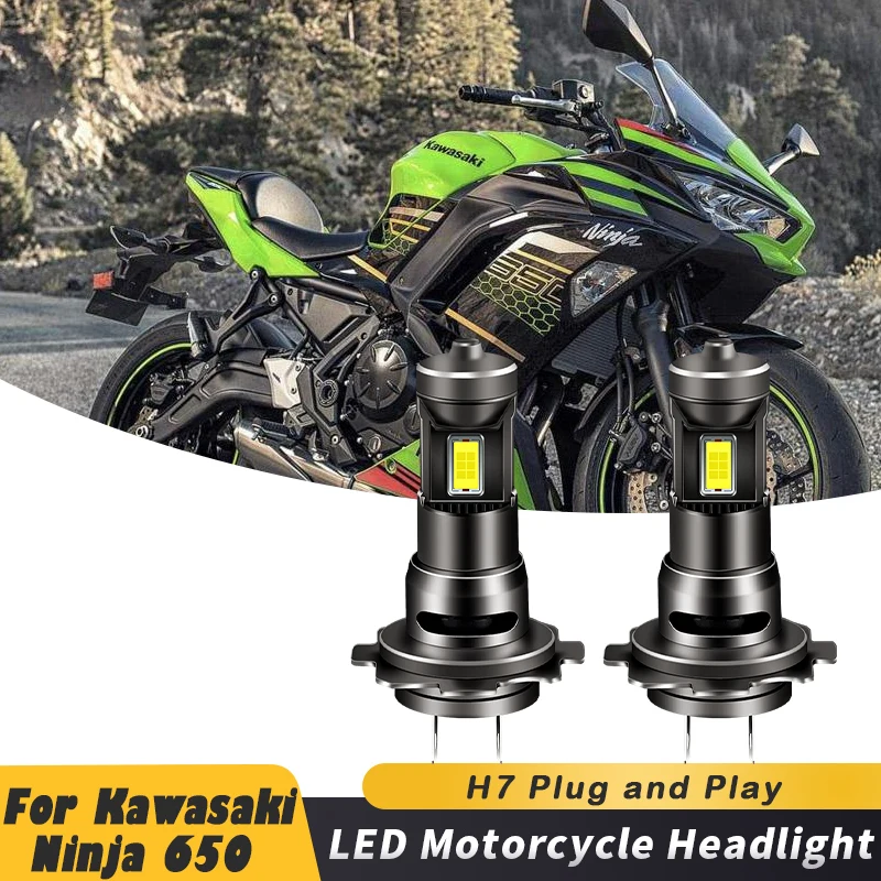 1/2pcs 35W H7 6500K Bright White Motorcycle A5 LED Bulbs Headlight For Kawasaki Ninja 650 2012 2013 2014 2015-2019 motorcycle