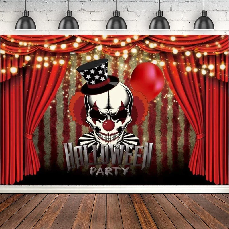 Horror Circus Halloween Party Photography Backdrop Scary Evil Clown Background Vintage Haunted Holiday Baby Kids Birthday Decor