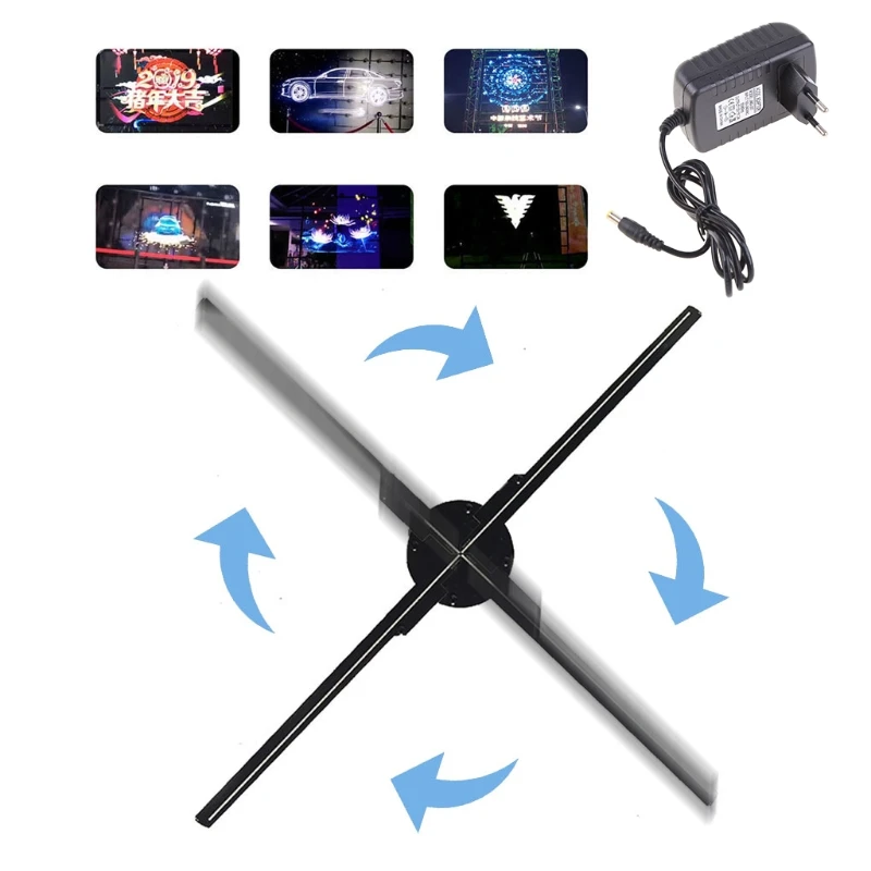 3D Hologram Advertising Fan Holo-graphic Display Air Fan Video Projector 224 Lights Store Shop Bar Casino 42cm Durable Dropship