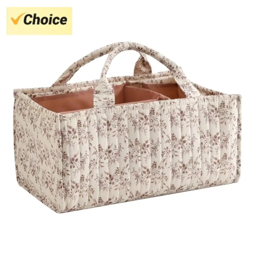 

Органайзер для подгузников с цветочным принтом и съемным разделителем, органайзер для хранения подгузников для детских салфеток, необходимые вещи для новорожденных