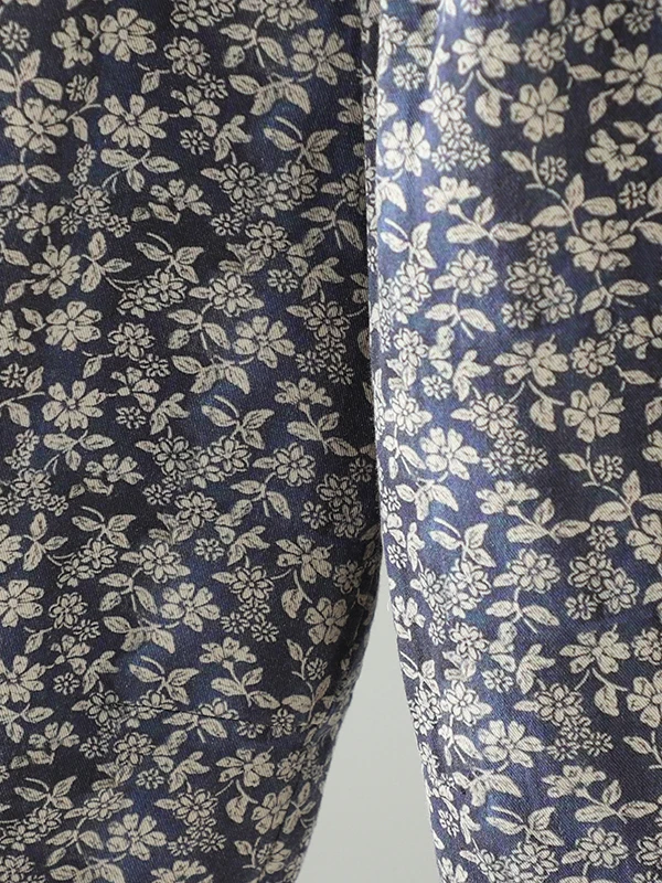 الرجعية طباعة Thiened عارضة فضفاض مستقيم الساق السراويل القطنية للنساء عالية الخصر السراويل الربط تصميم الشتاء Sle #3