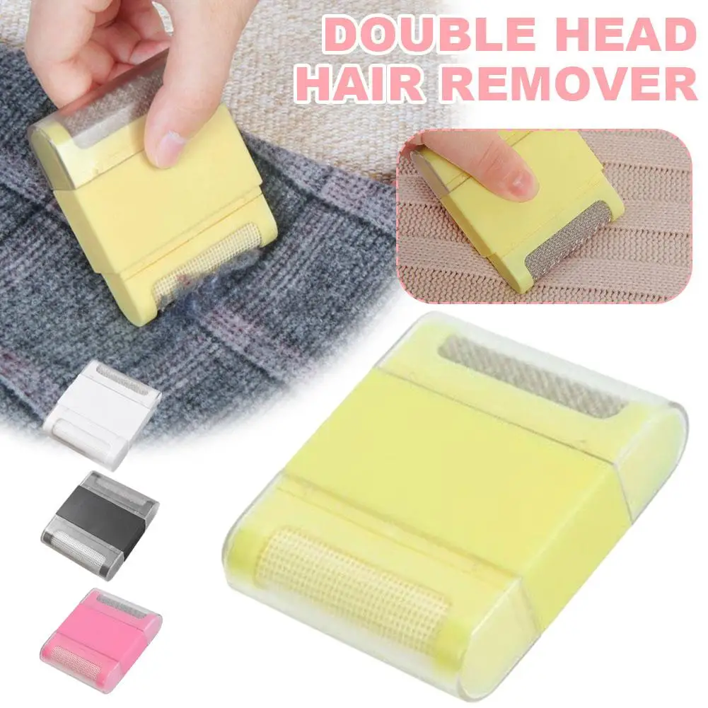 Mini removedor de fiapos manual de duas cabeças, aparador de bola de cabelo, rolos de suéter, barbeador, tapete, pano de limpeza, ferramenta bru o1k7