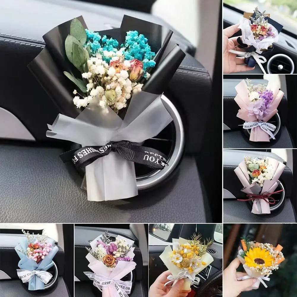 Dried Flower Car Air Freshener Car Air Outlet Aromatherapy For Girls Bouquet Auto Vent Clip Car Accessories Car Decoration C3r7