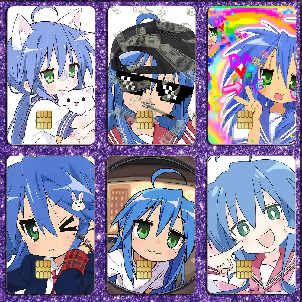 Konata Izumi L-Lucky S-Star Card Sticker Diy Decorate Exquisite Bank Card Decals Patch Documents Birthday Gift