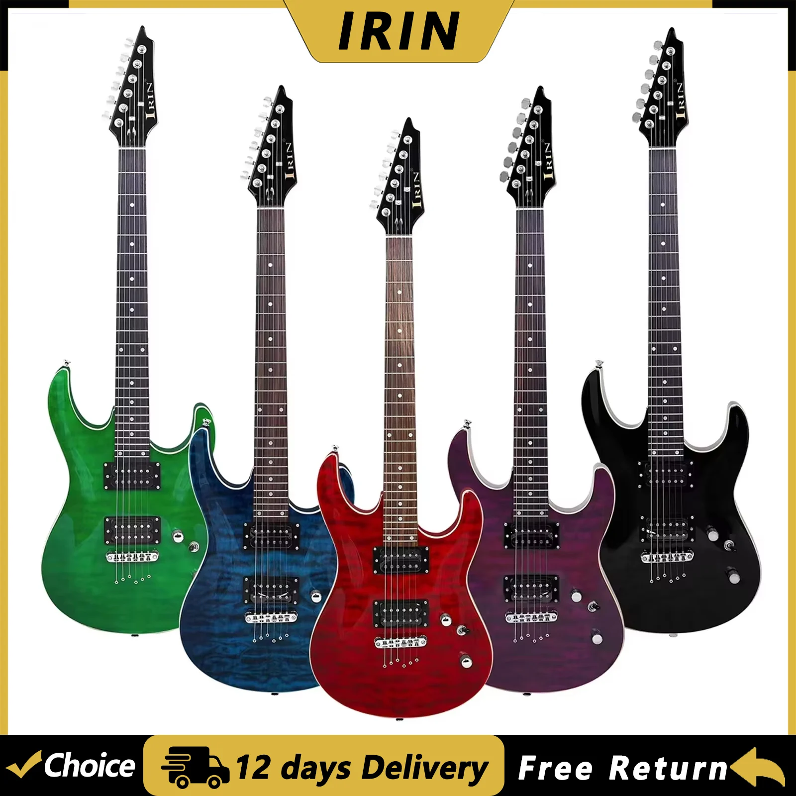 IRIN Electric Guitar 6 Strings 24 Frets Maple Body Technology Wood Fingerboard Electric Guitarra with Bag Wrench Cable