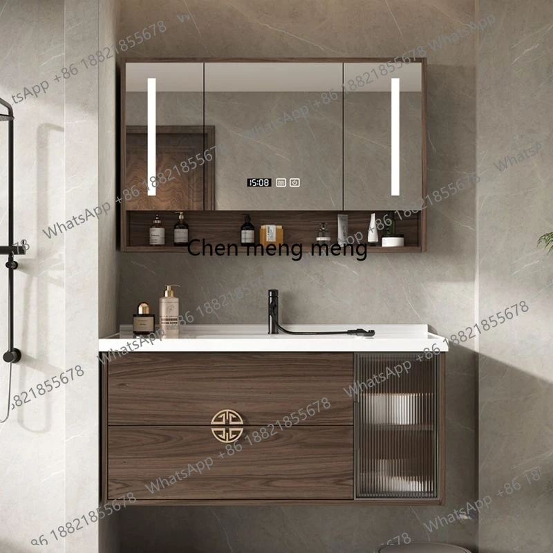

Wash Hands Washbasin Bathroom Cabinets Chinese Style Wood Defogging Mirror Bathroom Cabinets Household Sink Furniture Kast