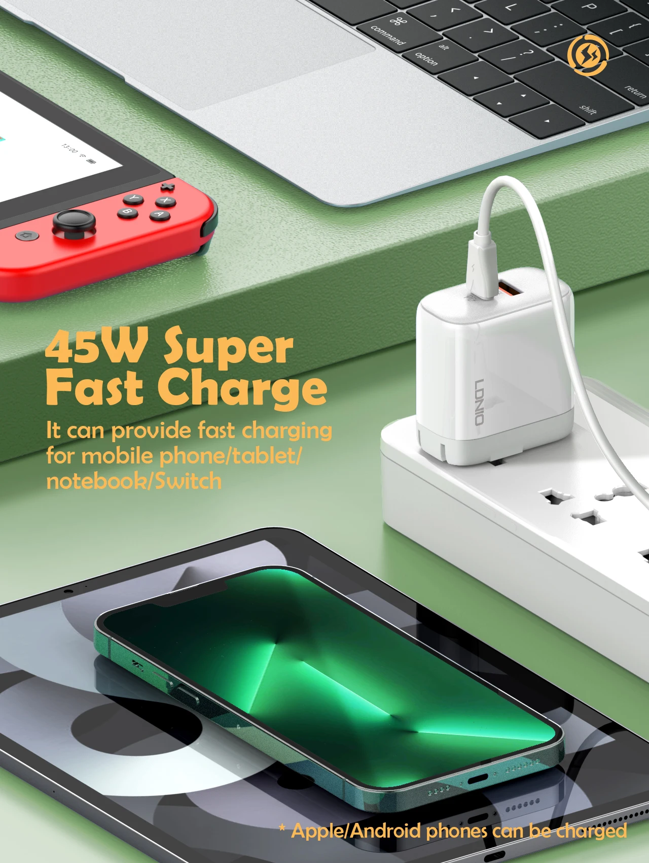45W Fast Charging LDNIO USB C Charger 2 Ports Type C Wall Charger PD QC4.0 Power Adapter Quick Charge  for Samsung Xiaomi iPhone