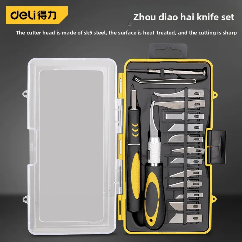 

Deli 16PCS Sculpture Knife Set SK5 Steel Crafts Carving Wooden Spoon Set Model Repair Multi purpose Sculpture Knife