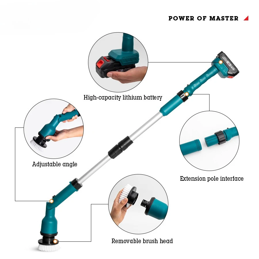 

Long Pole Electric Cleaning Brush Household Multifunctional Glass 8-in-1 Cleaning Machine