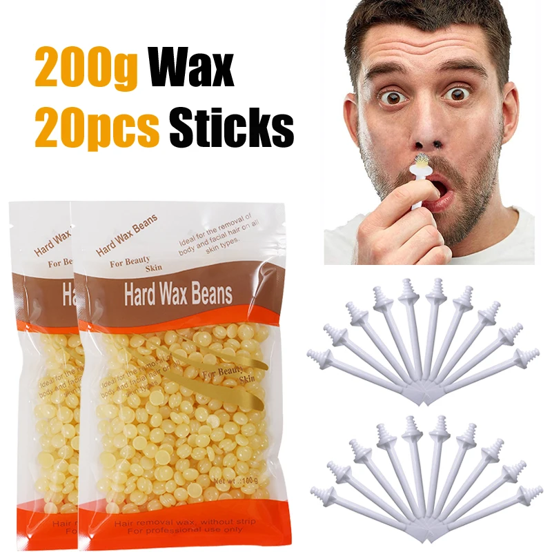 Kit de varas de cera nasal portátil, 100 peças, fácil, rápido, cera de limpeza de feijão, kit de ferramentas de limpeza de cera nasal indolor para remoção de pelos