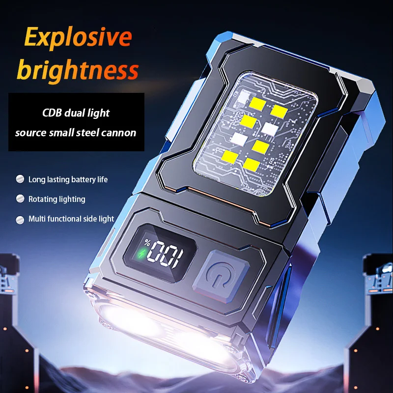 Multifunctional COB Flashlight Ajustable Angle LED Outdoor Torch Portable Keychain Light Magnetic Camping Warning Lamp 2025 New