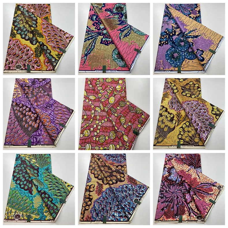 

2025 New High Quality Guaranteed Veritable African Print Real Wax Fabric Ankara Design 100%Cotton Soft Pagne For Sew Party Dress