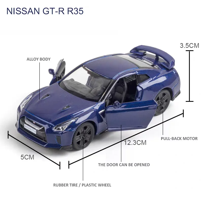 Nissan GTR R35 supercoche Skyline JDM simulación Diecasts y vehículos de juguete coche extraíble RMZ city 1:36 modelo de aleación regalo para niños