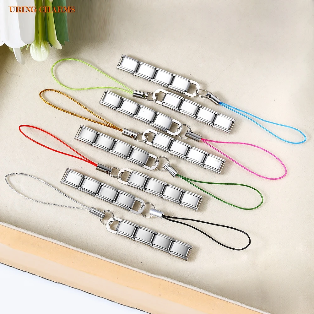 URING Schlüsselanhänger mit buntem Seil, passend für 9 mm italienischen Charme, Edelstahl, Herstellung von DIY-Charms, weiblich, männlich, täglicher Schmuck, Geschenke – Detail 5