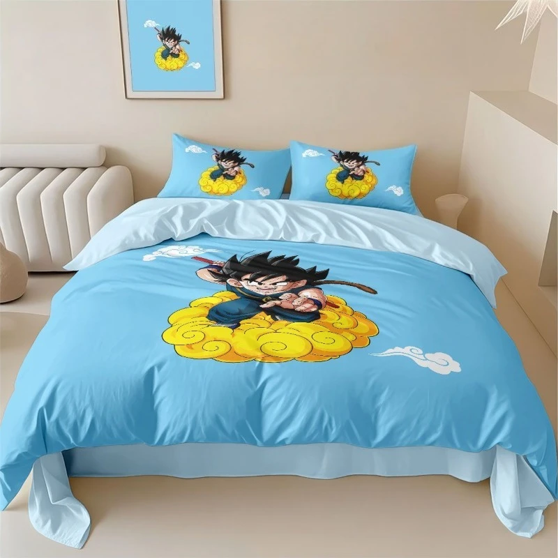 Neues Dragon Ball Son Goku vierteiliges Set mit stylischen, coolen Digitaldrucken, einfache, atmungsaktive und hautfreundliche Schlafzimmerbettwäsche. – Detail 4