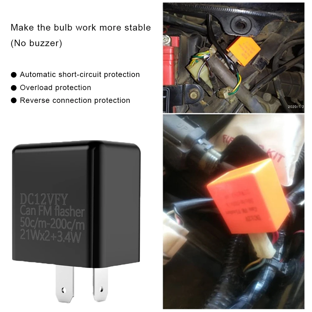 DV 12V Frequency Relay Adjustable Turn Signal Indicator 3 Gear Fix Motorcycle Flasher Multiple Protection LED Turn Indicator