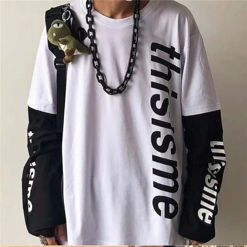 

Man Oversized Tshirt Summer Men clothing Unisex Long sleeve tee Streetwear Harajuku Goth Punk Tops Dark Y2k Loose Anime T-Shirts