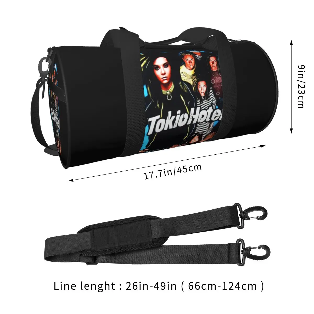 Bolsa de viagem masculina e feminina tokio hotel bolsa de ginástica grande moda alemã rock design portátil bolsa fofa moda esportiva