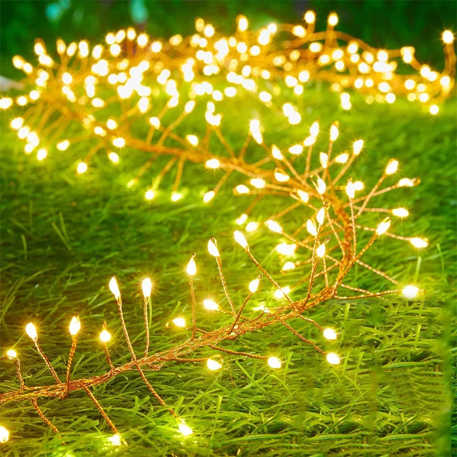 12M 400 LED Fairy Light 12M 400 LED Cluster Light Waterproof Firecracker String Light with Remote for Bedroom Wedding Decor