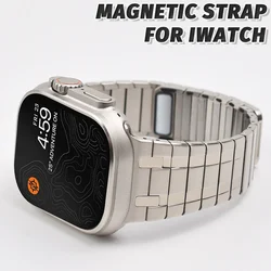 Stainless Steel Band for Apple Watch Ultra 2 49mm 46mm 45mm 44mm Men's Style Magnetic Strap for IWatch Series 10 9 8 7 6 5 4 Se