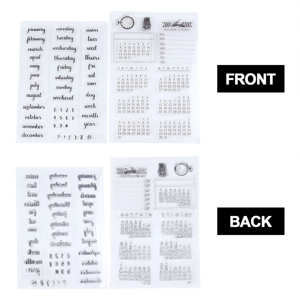 

4Pcs DIY Calendar Transparent Silicone Stamps Scrapbooking Tool Clear Stamps Scrapbook Photo Album Decorative Calendar Stamper