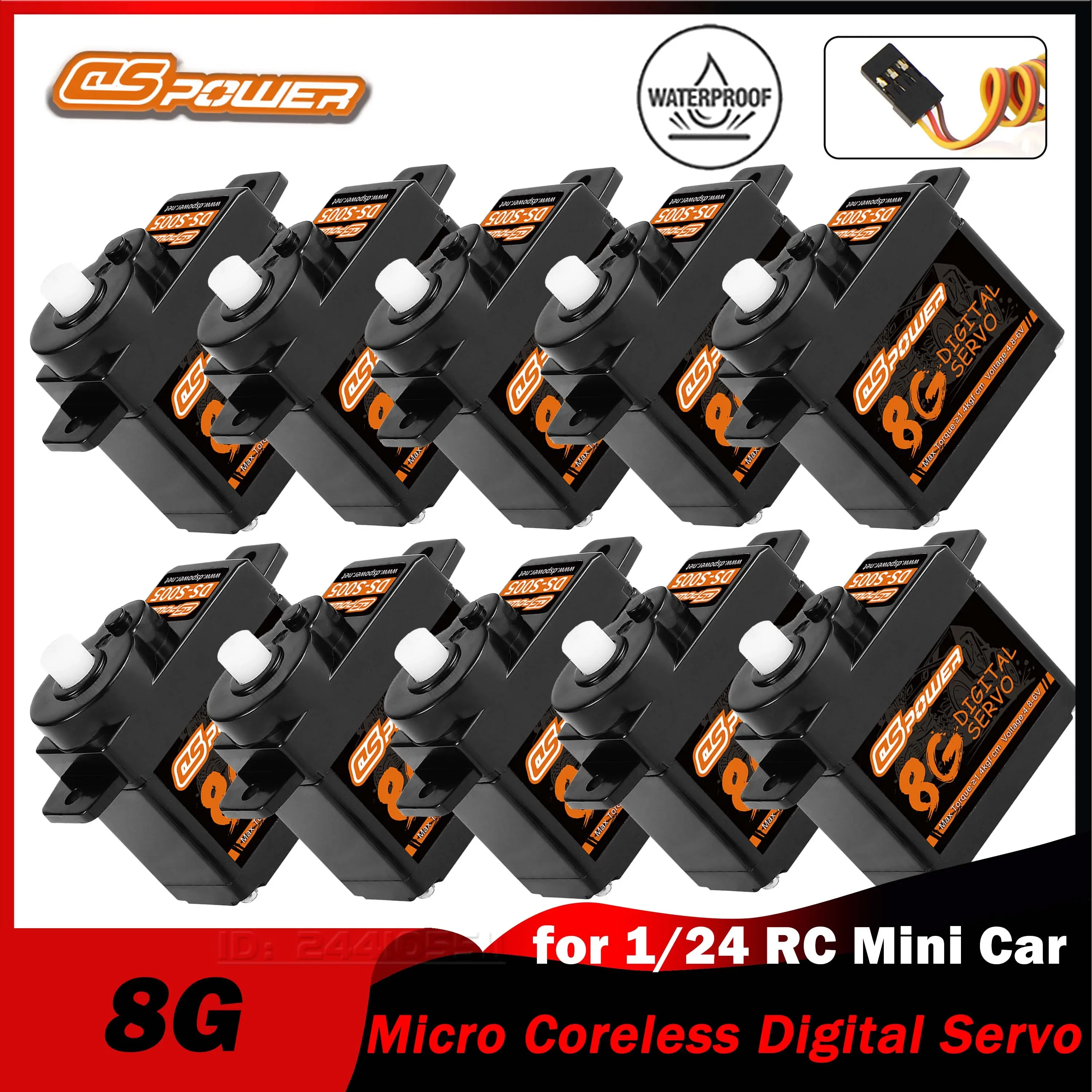 DSPOWER 8g Micro Digital Servo Motoriduttore In Plastica per 1/24 RC Auto SCX24 WLtoys k969 k989 k999 Mini Q Aereo Robot Ala Fissa