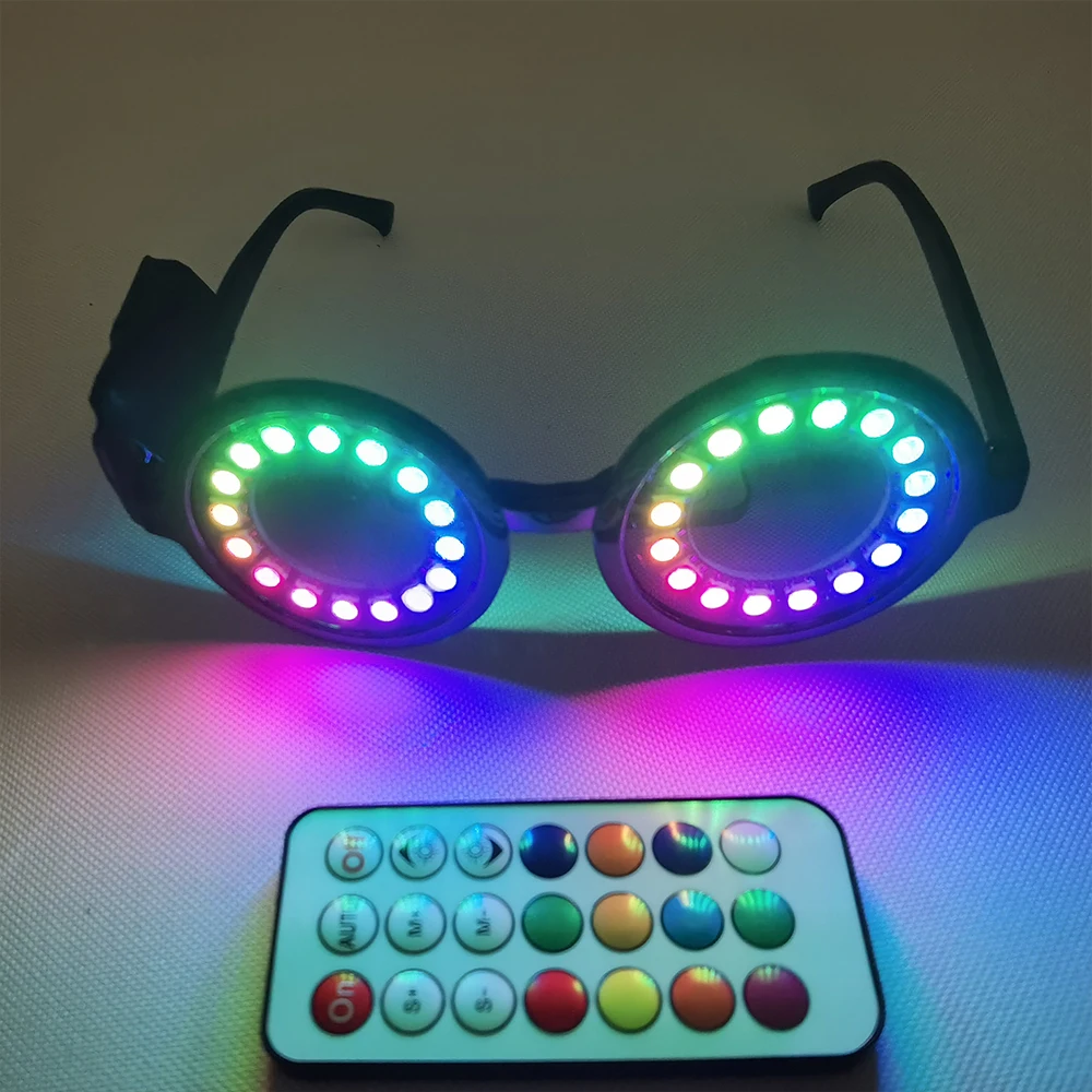 Full Color LED Glasses Pixel Laser Goggles with Pads Intense Multi-colored 350 Modes Rave EDM