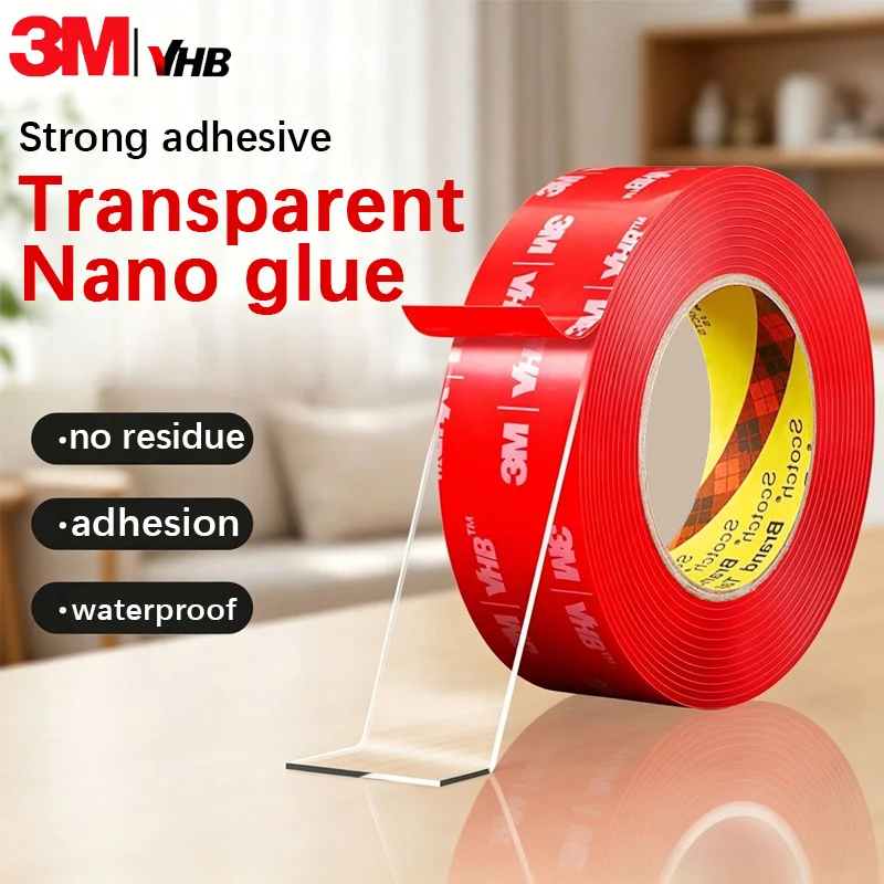3M Nano Adhesive Non Marking Double Sided VHB Tape Strong Hold Waterproof High Adhesion Transparent Office Tape