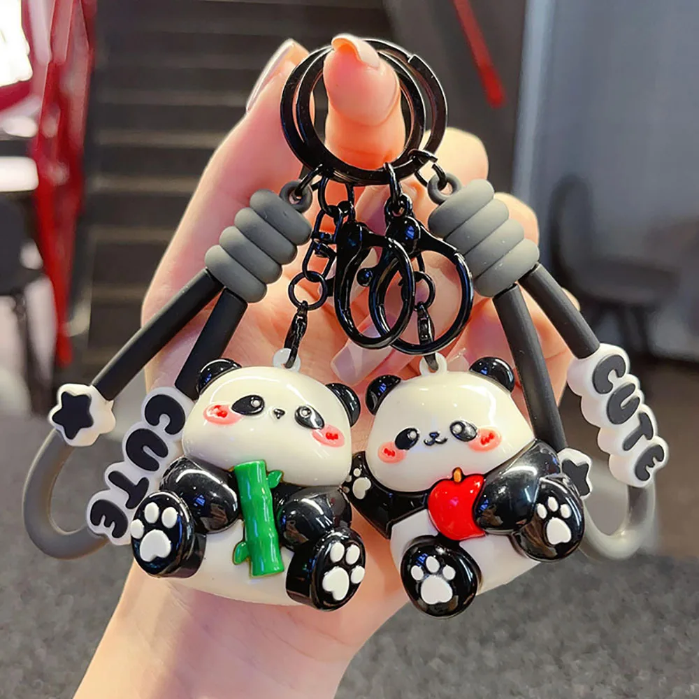 Panda Keyring Colorful Panda Pendant Pvc Panda Doll Cute For Schoolbag Pendant Car Keyring Small Gift
