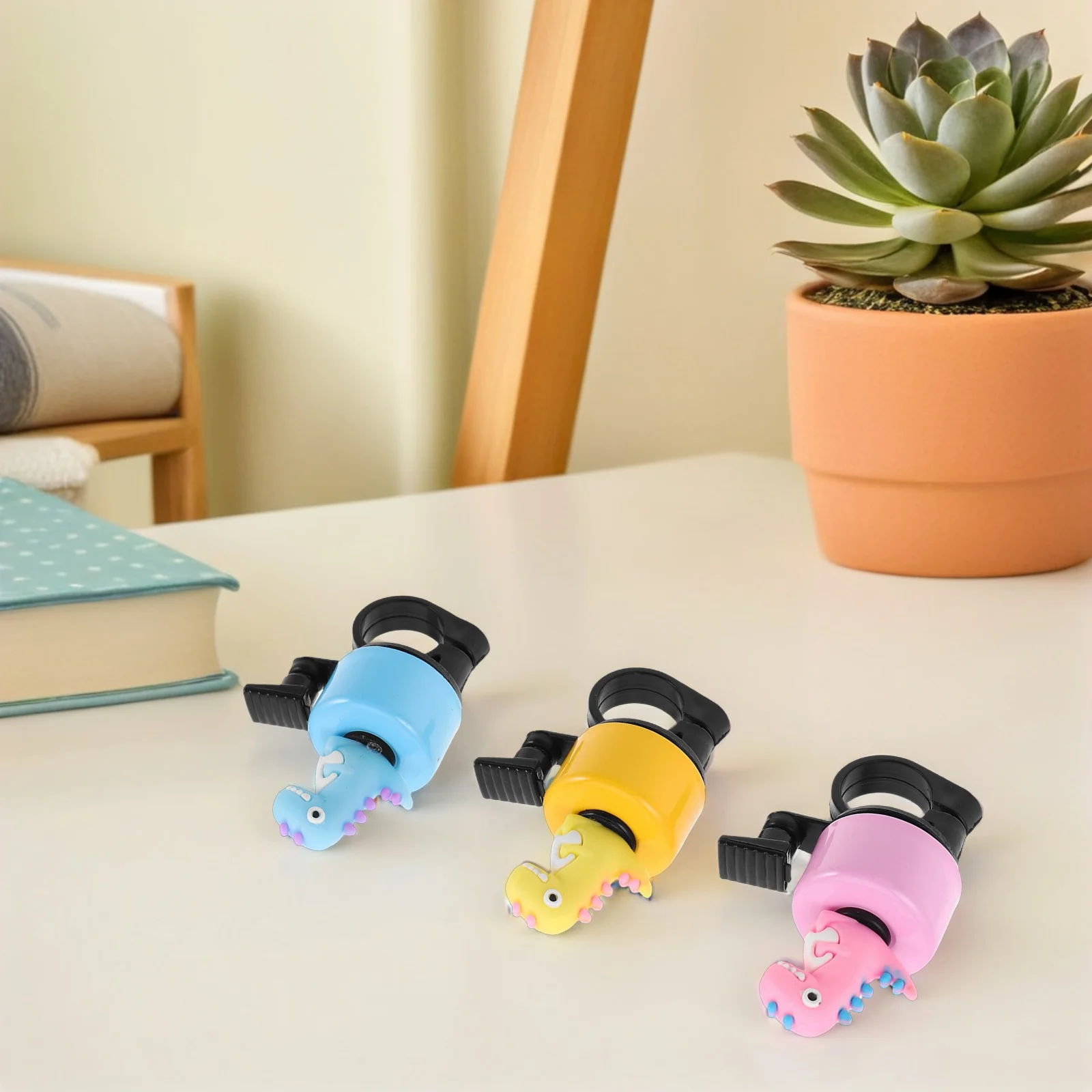 

3 Pcs Kids Bell Loud Crisp Sound Horn for Mountain Bike Scooter Tricycle Cartoon Dinosaur Design Fun for Children