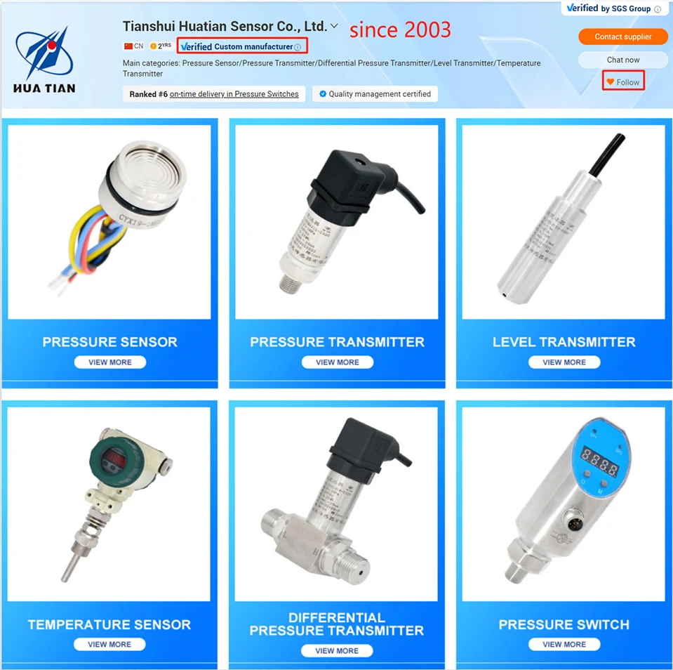 Huatian CYB3120 Submersible Level Transmitter From China 304 Stainless Steel Probe for Accurate Level Measuring