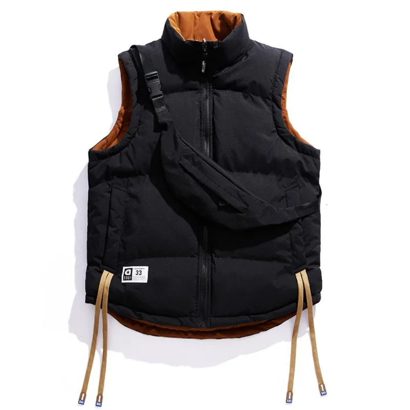 Fashion Winter Waistcoat Men 6XL 7XL Stand Collar Loose Sleeveless Coats Plus Size Both Two Sided Vest Warm Thick Clothes Parkas