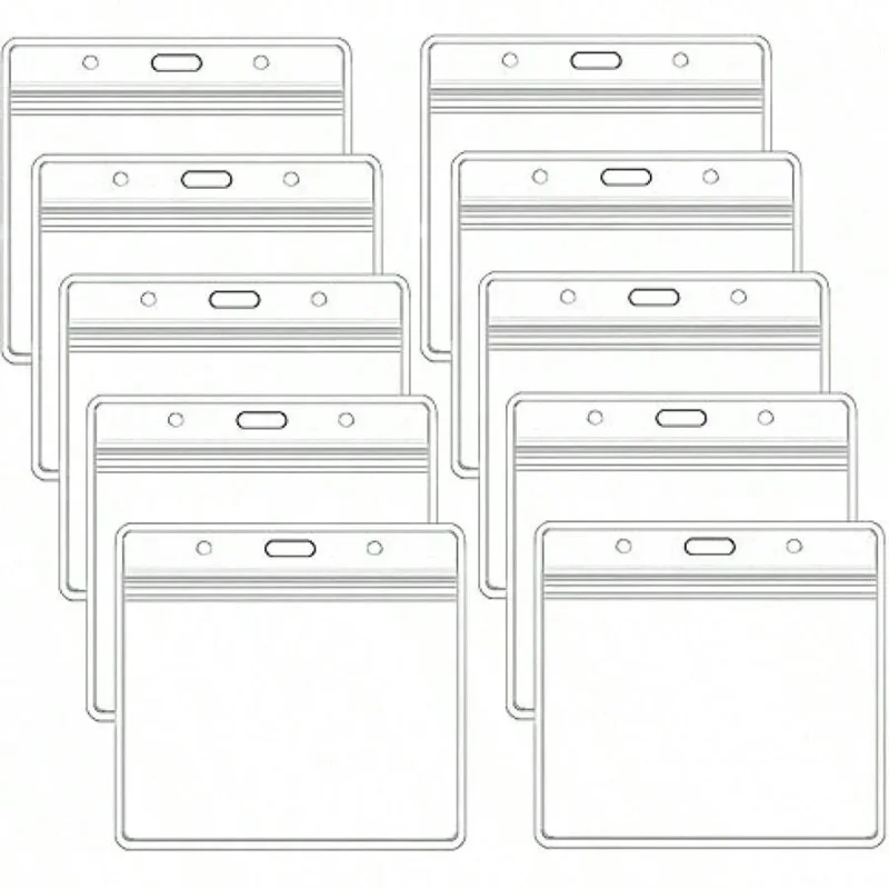 Confezione Da 10 Porta Badge, Porta Tessere Identificative Impermeabili, Porta Badge Orizzontali Trasparenti, Confezione Da 10 Porta Badge