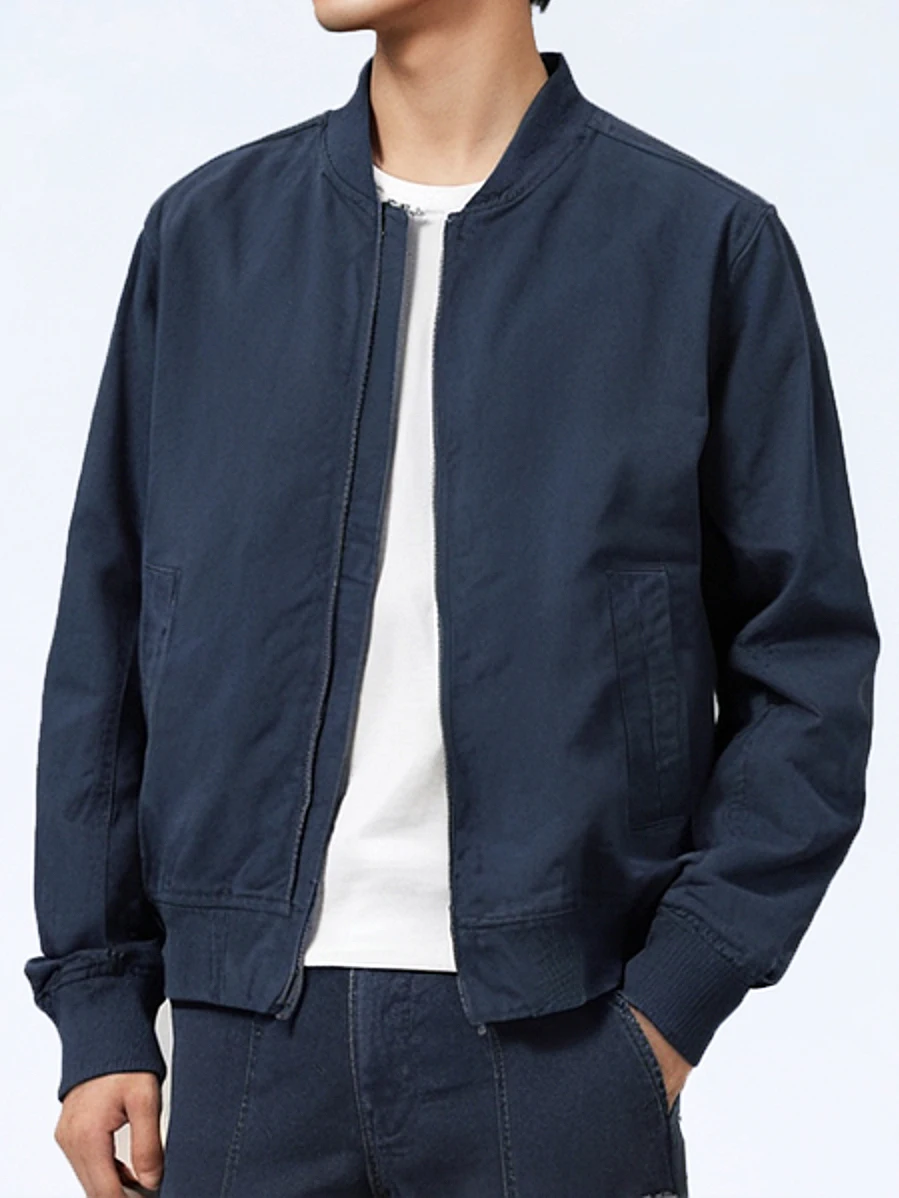 

2026 Spring and Autumn New American Retro Men's Solid Color Twill Baseball Clothes 100% Cotton Fashion Wash Leisure Jacket Coat