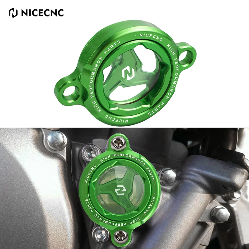 NiceCNC Motorcycle Engine Oil Filter Clear Cap Cover Protector With O-ring For KAWASAKI KX450 2016-2022 KX450X 2022 KX450SR 2022