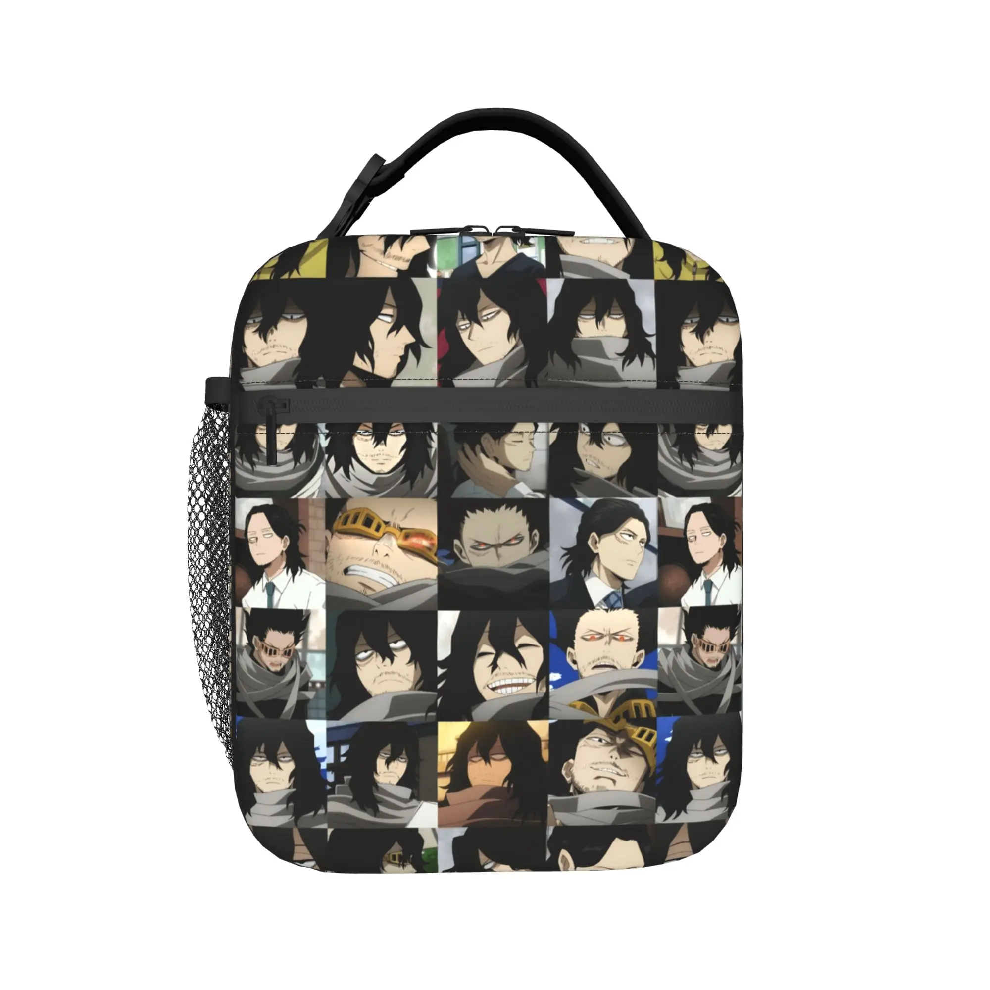 Aizawa Shota Collage Lunch Bag For Child  Print Lunch Box Outdoor Picnic Cooler Bag Convenient Oxford Thermal Tote Handbags