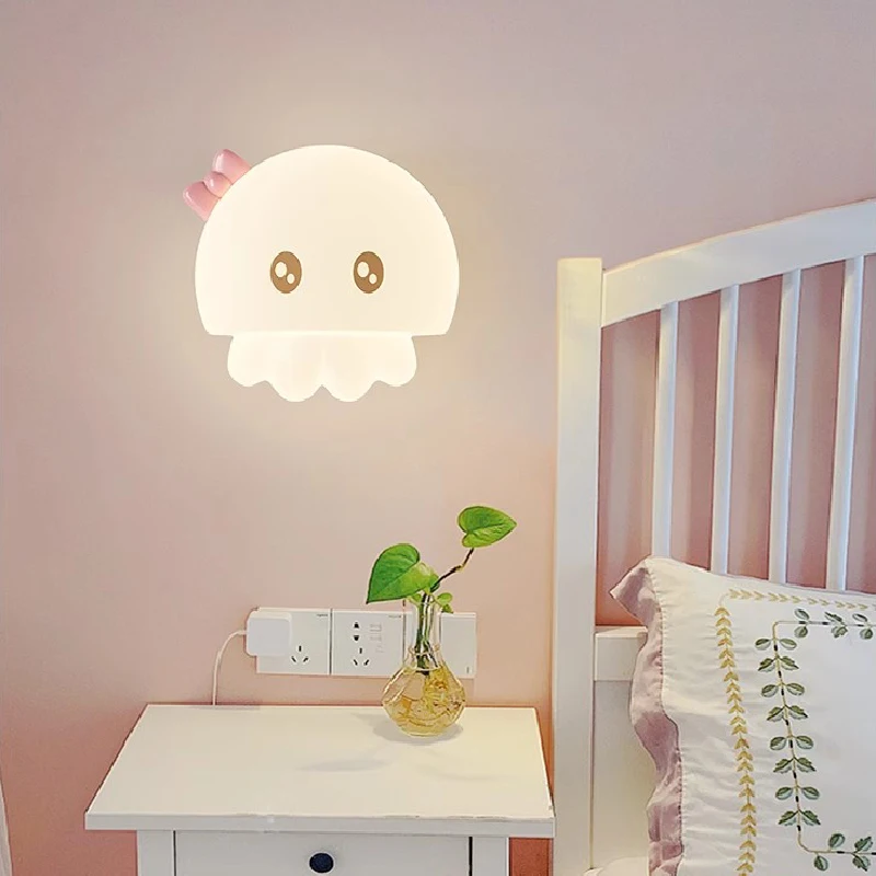 

Cute Octopus Wall Lamps LED Children's Room Bedside Lamp Cartoon Creative Boy Girl Room Decor princess Room Nursery Wall Lights