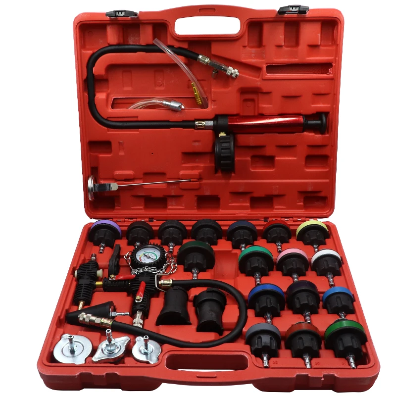 28Pcs Radiator Pressure Tester Vacuum Type Cooling System Test Detector Set