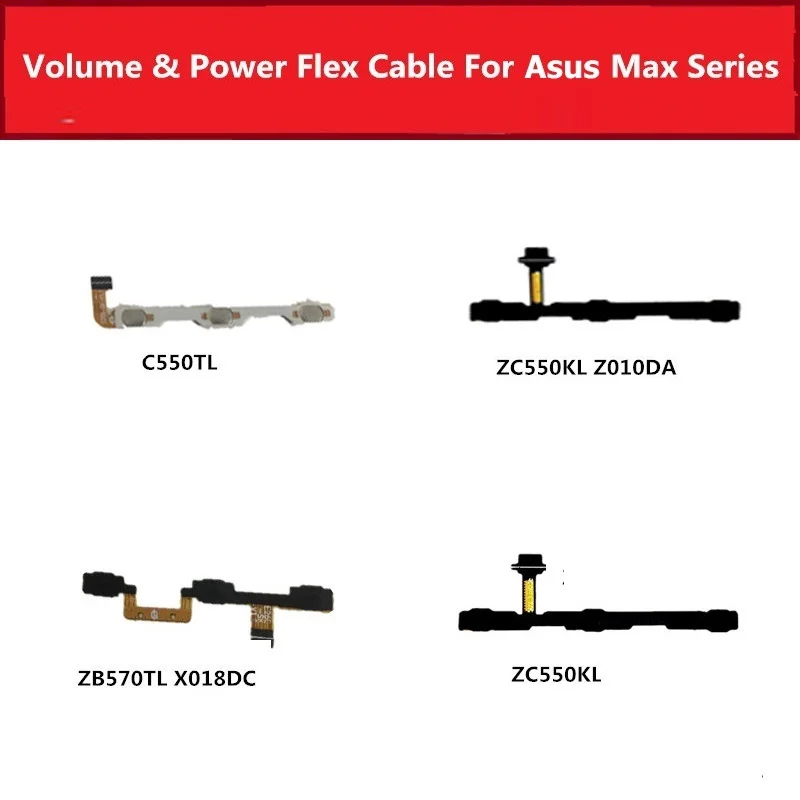Cabo flex de alimentação, para asus zenfone 4 max zc550tl zc550kl zc550kl zb570tl x018dc, interruptor, botão, fita flex lateral da chave