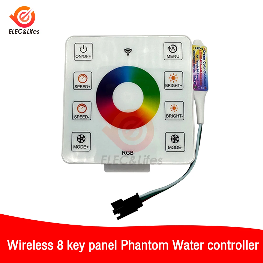DC 5-24V 8 ปุ่มแผงสัมผัส LED controller สําหรับ WS2812B WS2811 RGB น้ําไหล Horse Race LED Strip 2048 พิกเซล