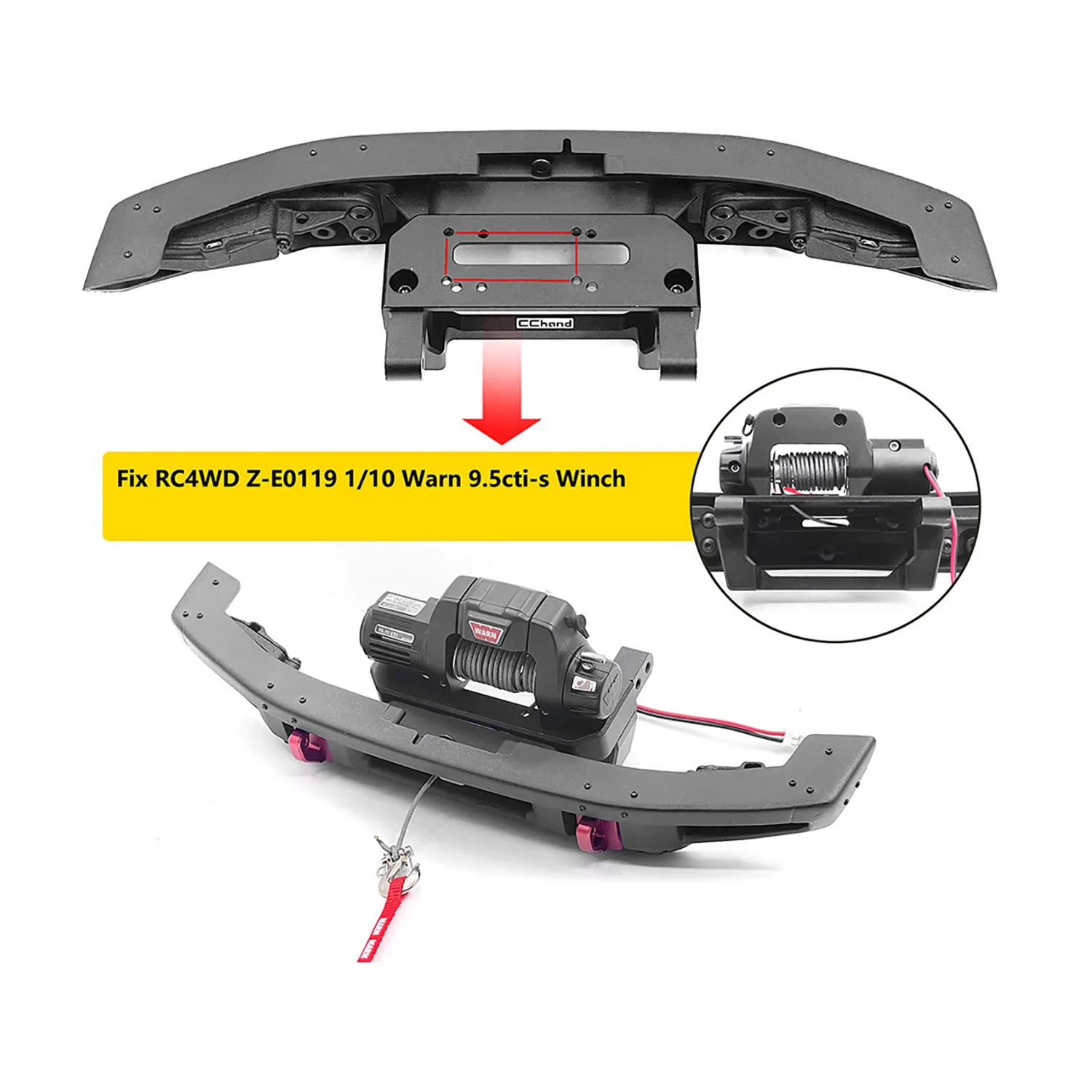 High Strength Front Bumper Winch Mount for 2021 TRX4 1/10 RC Crawler Racing Car Off-road Modification Parts